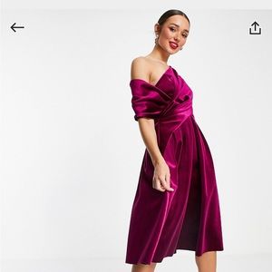 ASOS berry colored velvet midi dress